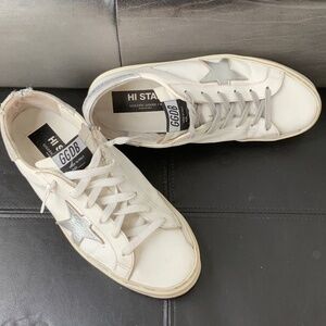 Golden Goose women's Hi-Star metallic silver sneaker